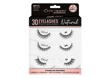 Kit 01 de pestañas postizas 3D naturales by apple